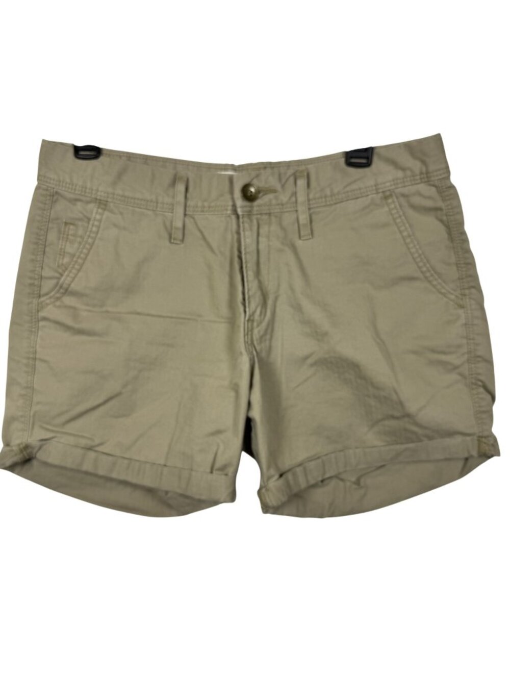 Levis Womens Khaki Cotton Blend Rolled-Hem Casual Shorts Size 28